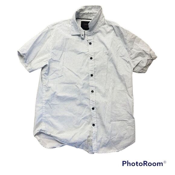 Gentlemen's Outfitters Mens Size M Button Down Shirt Black White Cotton - Picture 1 of 7